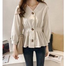 드레스허그 허리 슬림 3 color 브이넥 셔츠