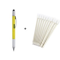 레벨측정기 7in1 Multifunction Ballpoint Pen with Modern Handheld Tool Measure Technical Ruler Screwd, 13 Blue core yellow