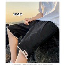 SHENGBO아이스 남성 반바지 위에 여름 5부 팬츠 캐주얼 슬림 속건바지