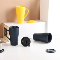 온나 세라믹 손잡이 텀블러 머그컵 보틀, 네이비