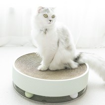 냥모나이트 캣모나이트 고양이 원형스크래쳐 스크래쳐 리필 휠모나이트, 화이트