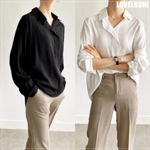 러블보니 / 하늘하늘 여성 레이온 카라 무지 블라우스 셔츠