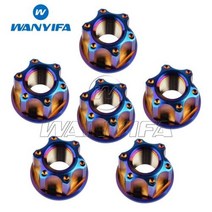 Wanyifa 티타늄 너트 M6M8M10M12M14M16 Torx 플랜지 육각 너트 오토바이 리어 액슬 6pcs, M16 1.5Pitch+Burnt blue