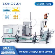 정밀기계 zonesun zs-mpxg1 자동 충전 및 캡핑 기계 조립 병 항아리 물 주스 포장 생산 라인 작은 작업장자동화 시스템 디테일, 220V