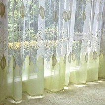 거실 용 목가적 인 tulle 창 커튼 침실 용 녹색 얇은 커튼 voile 커튼 주방 드레이프 블라인드 맞춤 제작