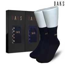 [AK PLAZA] 닥스 양말 2족 선물세트 남자 정장 패션 중목 뒷목체크 22366