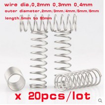 20pcs 와이어 직경 0.2mm 0.3mm 0.4mm 스테인레스 스틸 압축 스프링 304 SUS Y 형 로터 리턴, [03] 0.2mm, [02] 4mm, [04] 40mm, 04 40mm_03 0.2mm_02 4mm