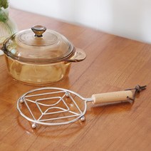 이한리빙 우드 핸들 냄비 받침대 1종 스텐 원목 나무 캠핑 냄비 받침, 단품