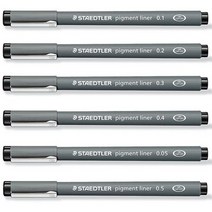 스테들러 수성펜 피그먼트라이너 308 프로젝트펜 물펜, 1개, 01-9/블랙/0.1mm