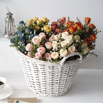 cocoo cocooning 꽃리스 가렌드 조화부케 6color 장미꽃 부쉬 인테리어 조화, 1개, 아이보리장미