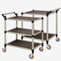 콘도 리조트 룸클리닝 저소음 고급트레이 손수레 음식카트 곰탕집 한정식집, 일반형 실버제브라 3단 중