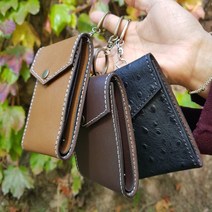 로스킨 가죽공예 목걸이카드지갑반제품DIY(소가죽) DIY 패키지, 민자 오렌지브라운, 1개