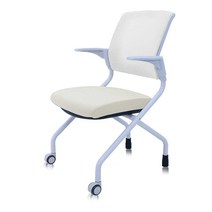 CNS T3 white 스카이대학교의자 사무용 회의실용 학원용 독서실용 접이식의자, 바퀴형, 팔걸이무, 올아이보리
