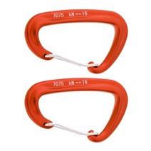 2pcs 초경량 16KN 와이어 게이트 스프링 스냅 D 카라비너 등반 오렌지
