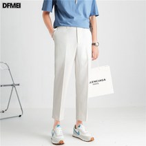 DFMEI 남성 여름 얇은 섹션 느슨한 탄성 캐주얼 바지 남성 9 포인트 작은 정장 바지 화이트 트렌드