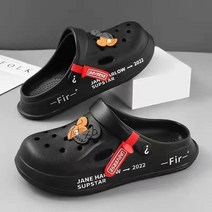 빅 사이즈 Croc 신발 커플 샌들 최신 여름 슈퍼 두꺼운 EVA 슬리퍼 baogou 쿨, mixed black+42-43