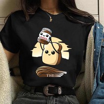 땅콩까는기계 탈피기 농업용 여성 티셔츠 누텔라 땅콩 버터 만화 프린트 하라주쿠 그래픽 반팔 탑 스타일, 01 black-1686_04 XL