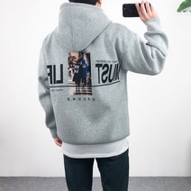 엠클로 오버핏 네오프렌 그라운드 프린팅 후드 맨투맨 티셔츠 4컬러 후드티