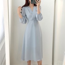 [랜덤플레이] 시크 브이넥 베이직 쉬폰 원피스