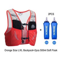 AONIJIE 2.5L 수화 조끼 경량 수화 배낭 유니섹스 트레일 러닝 백 사이클링 울트라 마라톤 런 하이킹 C932, 주황색 조끼 XL2플라스크