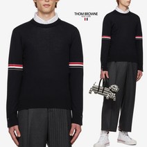 톰브라운 22FW FINE MERINO WOOL 스트라이프 암밴드 니트 NV