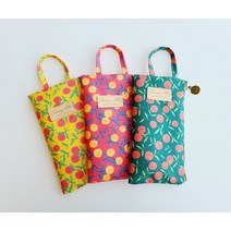 [ 채우다 상점 ] 상큼 체리 손잡이 파우치 스트랩 파우치 멀티 파우치 - 3 Color 그린 오렌지 옐로우
