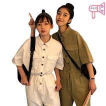 후이 여성 카라 반팔 점프수트 허리 끈 조절 이쁜 캠퍼스룩 점프수트