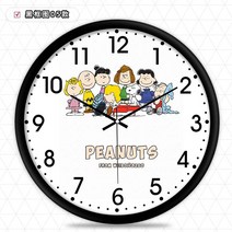 해외배송 스누피 귀여운 만화 시계 거실 벽시계 크리 에이 티브 북유럽, 05. 블랙 프레임 05
