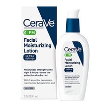 CeraVe PM 페이셜 모이스처라이징 로션 3 oz 히알루론산 나이아신아미드 함유 초경량 오일프리 120448, 3 Ounce (Pack of 1)