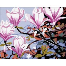 DIY 정물화 봄 여름 가을 겨울 새 꽃 나무 벚꽃 원앙 풍경 커플 선물 그림 그리기, D + 60x75