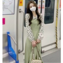 슈바이영 샤방샤방 플라워 탑 레이어드(일체형) A라인원피스