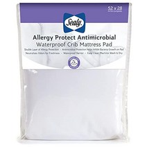 Sealy Allergy Protect 항균 방수 유아 및 아기 침대 매트리스 패드 커버 프로텍터 - 132.1 x 71.1cm(52 28인치) 화이트