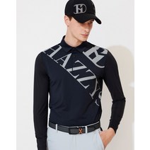 22SS [ICE SHADOW]블랙 사선 레터 하이브리드 냉감긴팔 티셔츠 HUTS2B381BK
