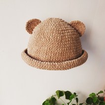 벨벳곰돌이모자/어린이코바늘모자/코바늘동물모자, 바이올렛핑크