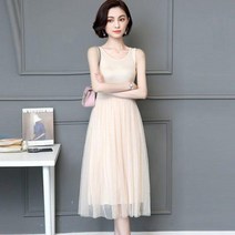 Haengbuk 여름 여성 나시 원피스 이너 원피스 레이스 레이어드 우아하고 편안한 빅사이즈 원피스입니다