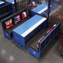 붙박이의자 소파 카페 레스토랑 업소용 라운지 쇼파 대기의자, 블랙 2인용 데크