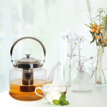 내열 유리 주전자 1.5L 2L 2.6L 3L 직화 가능한 티 포트 커피 차 가스레인지 보리차