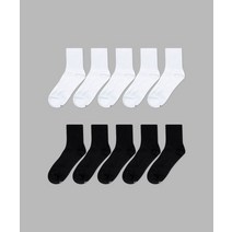 IL-O-GONG-CHIL [10PACK] 1507 모노 트라우져 하프 수피마 코튼 삭스 _ 스노우 화이트/블랙 MONO TROUSER HALF SUPIMA COTTON SOCKS