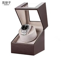가정용 기계식 시계 셰이커 턴 사금 턴테이블 시계 자동 로커 수직 시계 상자 USB 연결, 1+0브라운가죽+플란넬(첫번째기어포워드)