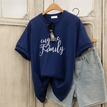 유진 자수 레터링 반팔 여성 티셔츠