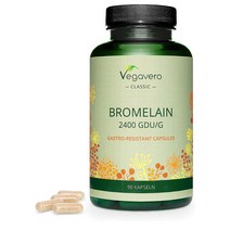 Vegavero 베가베로 브로멜린 500mg 2400 FIP Bromelain High Dose Gastric Juice Resistant 90캡슐, 1세트