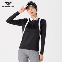 다운블로우 여자 골프웨어 어깨선 카라티셔츠 블랙
