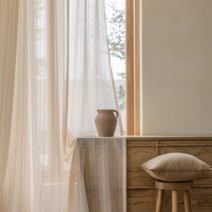 스트라이프 리넨 아일렛 커튼