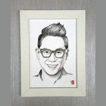 국민초상화A4 인물스케치 강아지그림 고양이그림 100%수작업 특별한선물[사진옵션], 흐린사진/필터사진(5000), 매트확장형화이트액자(할인가/15000원)