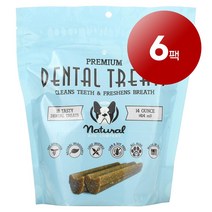 리암마켓 Natural Dog Company 내추럴 독 강아지용 치아 세정 입 냄새 제거 맛있는 간식 덴탈 트리츠 18개 397g 1팩, 6팩