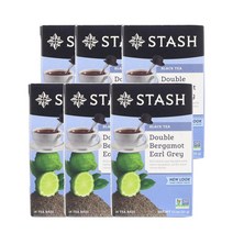스태쉬티 홍차 더블 베르가못 얼 그레이 33g 18티백 Stash Tea Black Tea Double Bergamot Earl Grey, 6팩