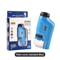 현미경 휴대용 키트 60-120x 실험실 배터리 전원 LED 조명 포함 어린이 과학, [01] Blue