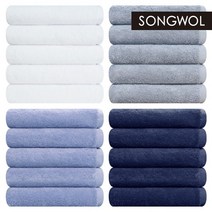 송월타월 항균 코마 40수 180g 수건, 4장, 네이비