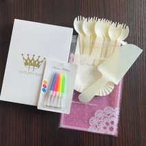 빈티지 디저트 커트러리 포크 나이프 생일 케이크 식기 200세트 일회용 와 접시 콤비 플라스틱 식판 종이접시 캔들 세트, 23 10접시10쌀국자칼캔들200세트