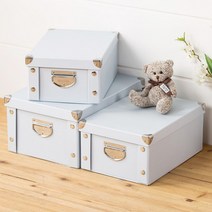 파스텔 접이식 종이 리빙박스 물건 수납정리함 보관 수납 폴딩 정리 옷정리 컬러 보관함, 중 : 35 x 27 x 20cm, 02 : 그레이, 1개